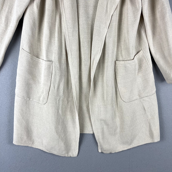 J Crew Juliette Collarless Linen Blend Sweater Blazer Women Medium Beige Minimal - Picture 4 of 14